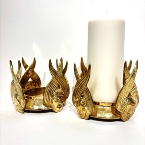 CANDELABRO DE ALTAR CON MERKABA DORADO