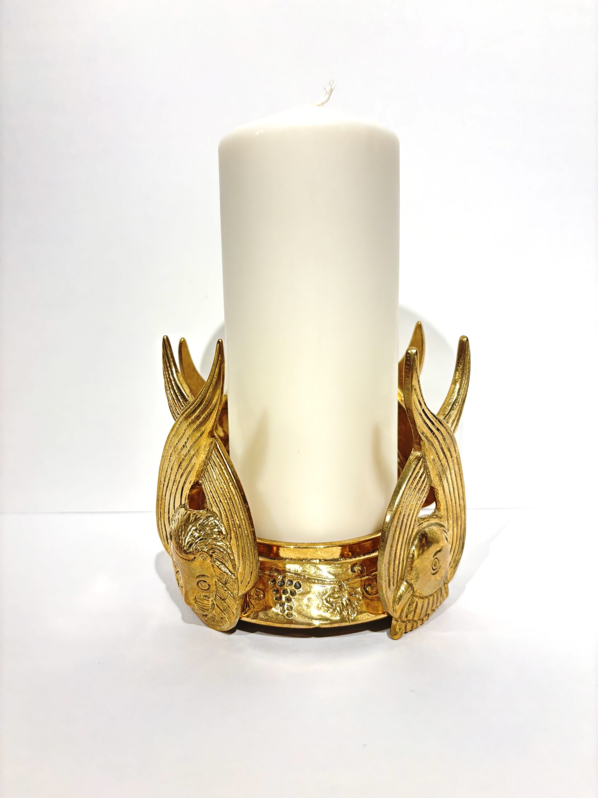 CANDELABRO DE ALTAR CON MERKABA DORADO - Imagen 2