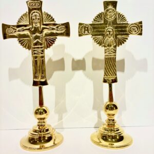 CRUZ SOBREMESA GLORIOSA 27CM BAÑO ORO