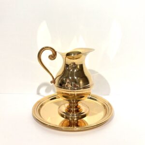 JUEGO JARRA Y PLATO BAÑO ORO