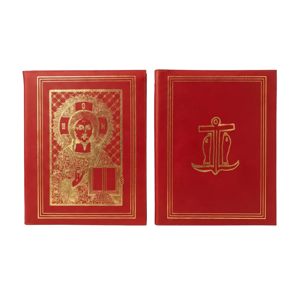 Carpeta Litúrgica "Pantocrator y Ancla" en Rojo Carmesí 1 Carpeta Litúrgica "Pantocrator y Ancla" en Rojo Carmesí