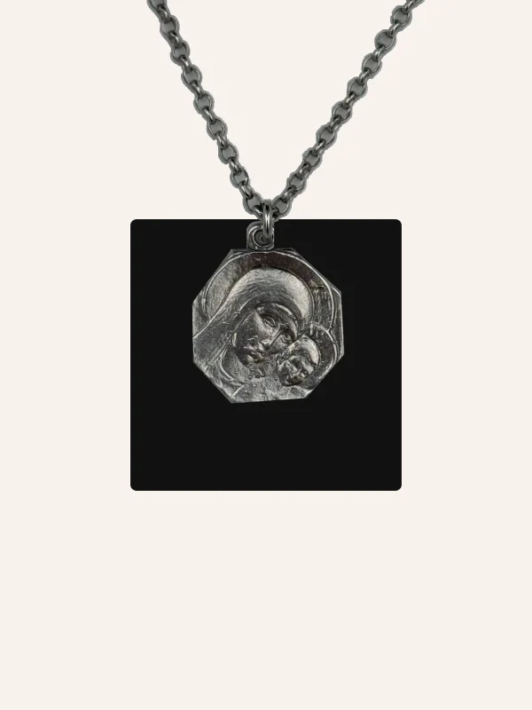 Colgante plata Virgen octogonal 1 cm