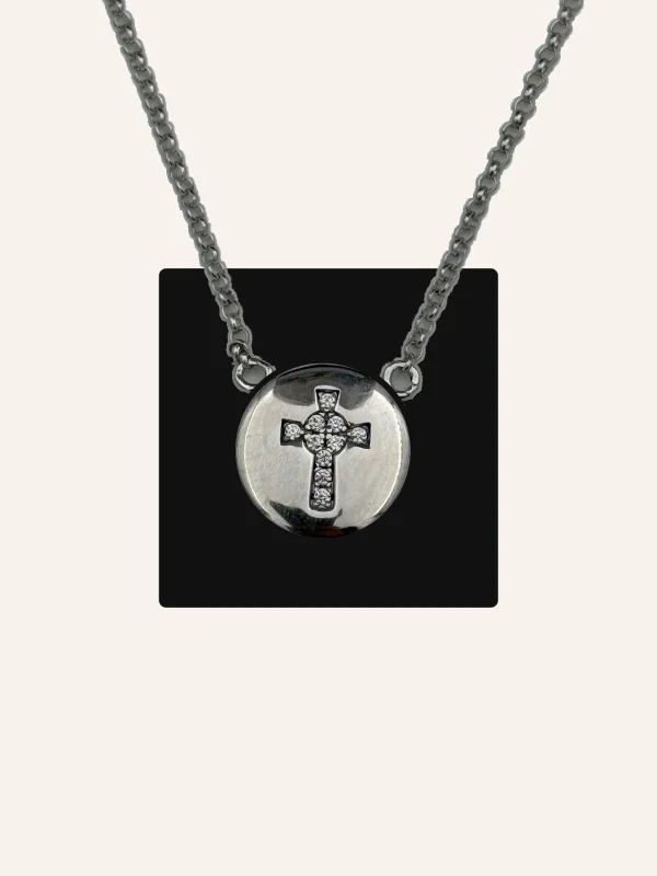 Gargantilla medalla cruz plata