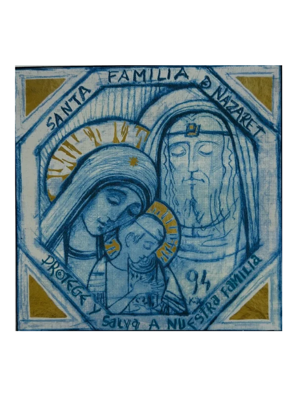 Icono Sagrada Familia 18x18 cm azul