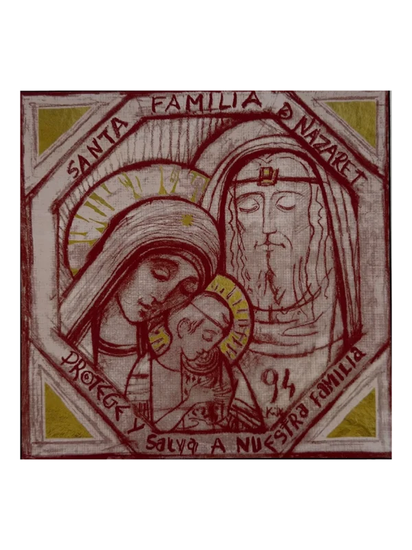 Icono Sagrada Familia 18x18 cm rojo