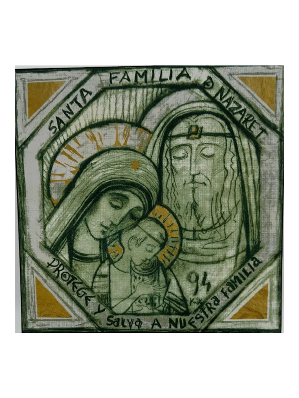 Icono Sagrada Familia 18x18 cm verde