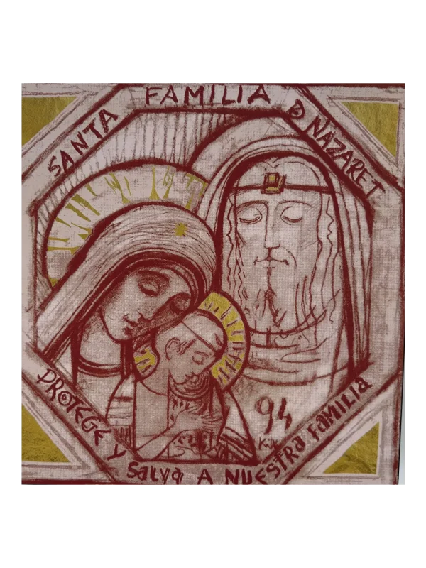 Icono Sagrada Familia 42x42 cm rojo