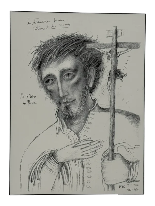 ICONO SAN FRANCISO JAVIER LAPIZ 32X24CM