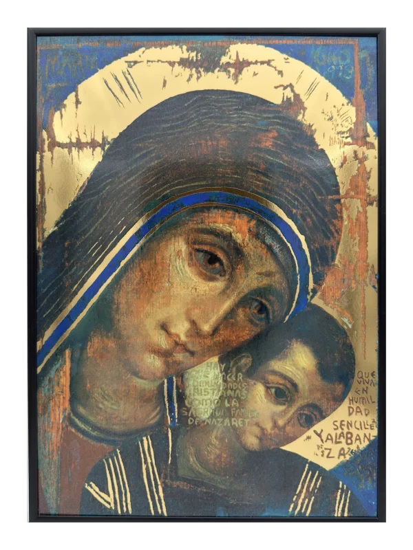 Icono Virgen Oro marco de aluminio