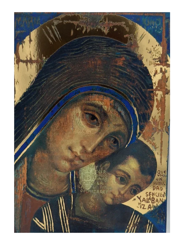 Icono Virgen Oro madera 31 cm