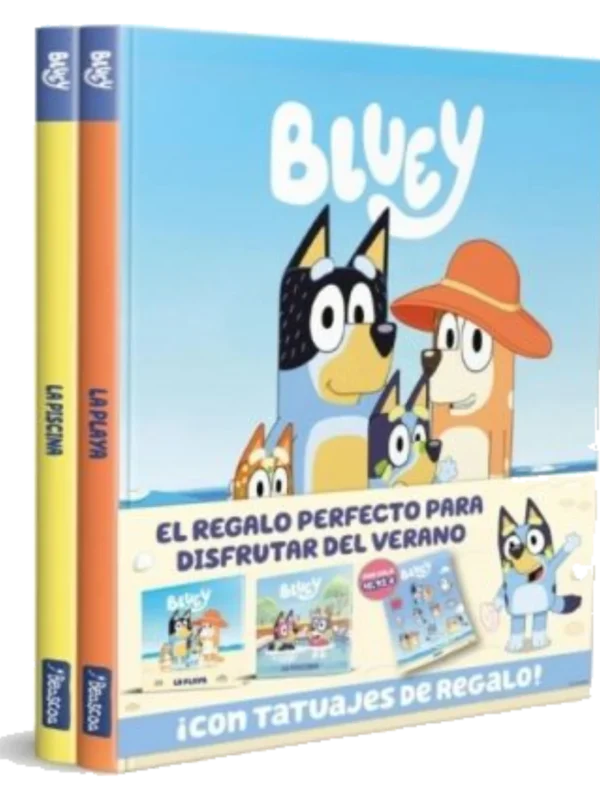 BLUEY. UN CUENTO - ¡A LA PLAYA! ¡A LA PISCINA! PACK CON DOS LIBROS DE BLUEY PARA - ¡Con tatuajes de regalo!