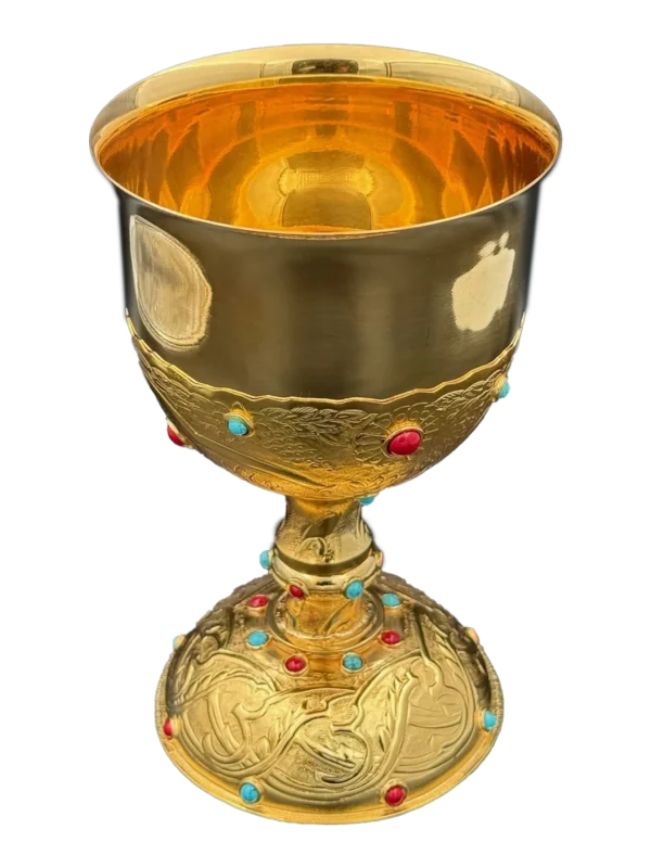 CALIZ BAÑO ORO CON PIEDRAS